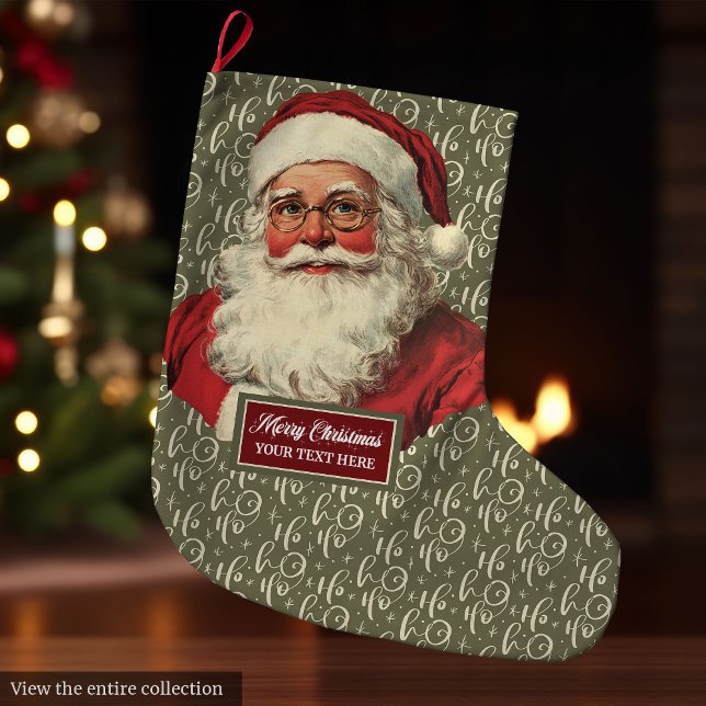 Retro Santa Claus Strumpf Alter Urlaub Großer Weihnachtsstrumpf (Retro Santa Claus Stocking Old Fashioned Holiday Style)