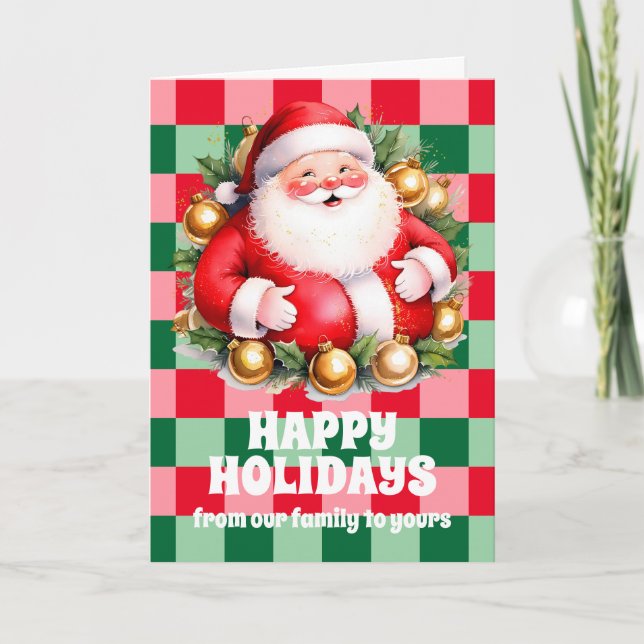 Retro Santa Claus Tartan Karierte Weihnachten (Vorderseite)