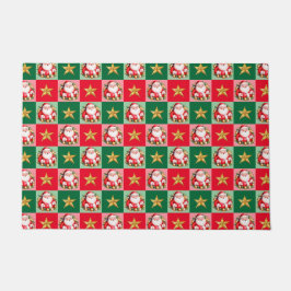 Retro Santa Claus Tartan Karierte Weihnachten Fußmatte