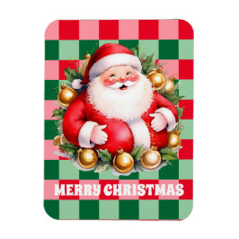 Retro Santa Claus Tartan Karierte Weihnachten Magnet
