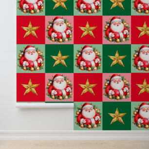 Retro Santa Claus Tartan Karierte Weihnachten Tapete