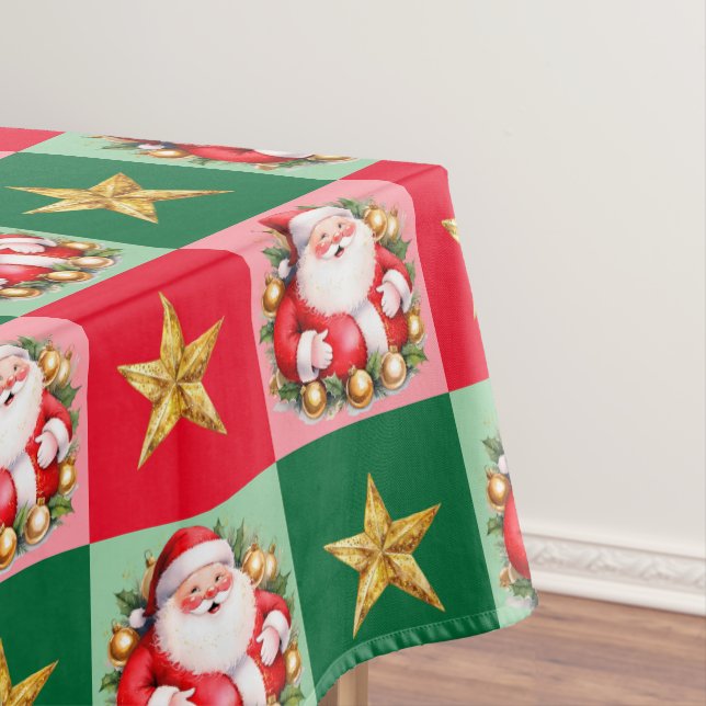 Retro Santa Claus Tartan Karierte Weihnachten Tischdecke (Beispiel)