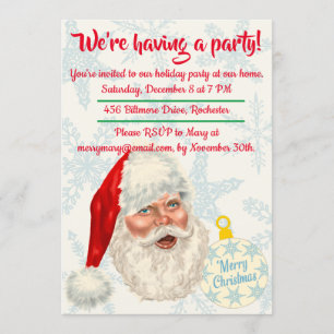 Retro Santa Claus Weihnachten Party Einladung