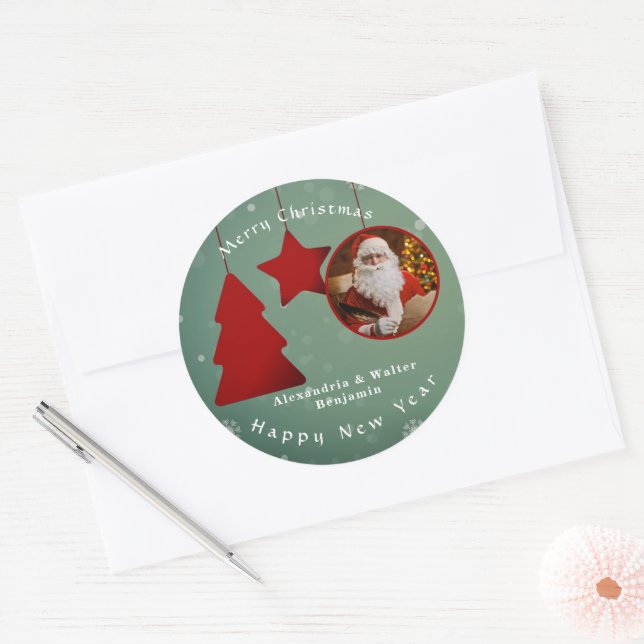 Retro Santa Claus Weihnachten Weihnachten Runder Aufkleber (Umschlag)