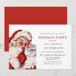 Retro Santa Claus Weihnachtsfeier Einladung