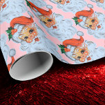 Retro Santa face Christmas Pink Geschenkpapier<br><div class="desc">Retro Weihnachten Weihnachten Pink Packpapier</div>