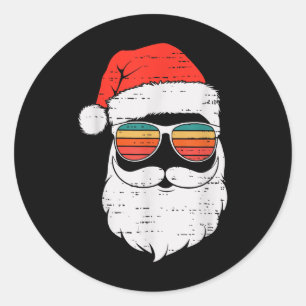 Retro Santa Face schwelgte Weihnachten im Juli Som Runder Aufkleber