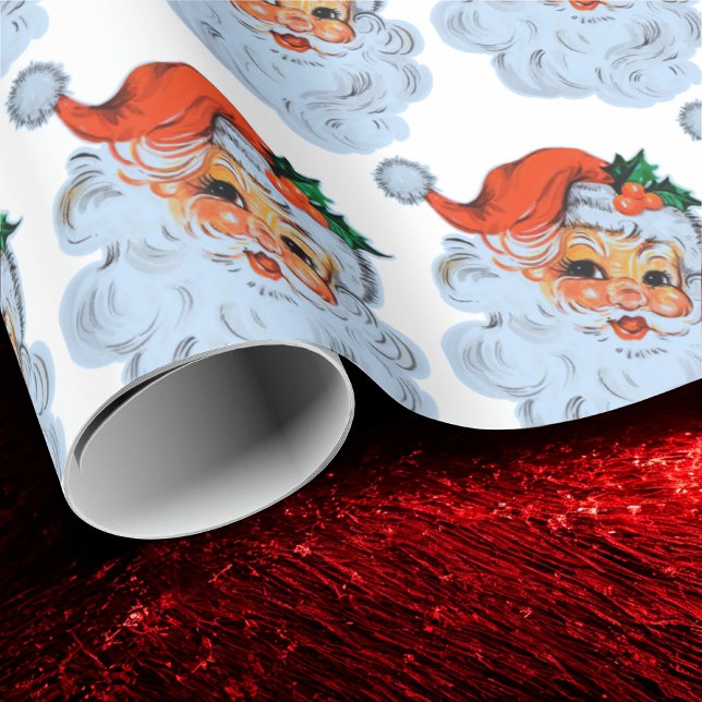 Retro Santa face Weihnachten Geschenkpapier (Von Creator hochgeladen)