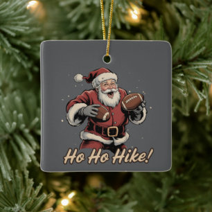 Retro Santa Football Spieler Ho Ho Wandern Weihnac Keramikornament