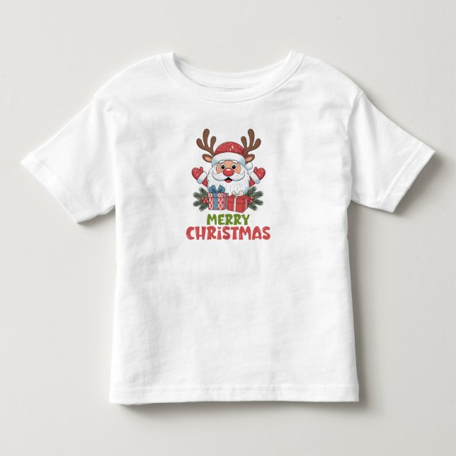 Retro Santa Frohe Weihnachten Kinder Kleinkind T-shirt (Vorderseite)
