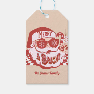 Retro Santa Fröhlich und Hell Groovy    Geschenkanhänger