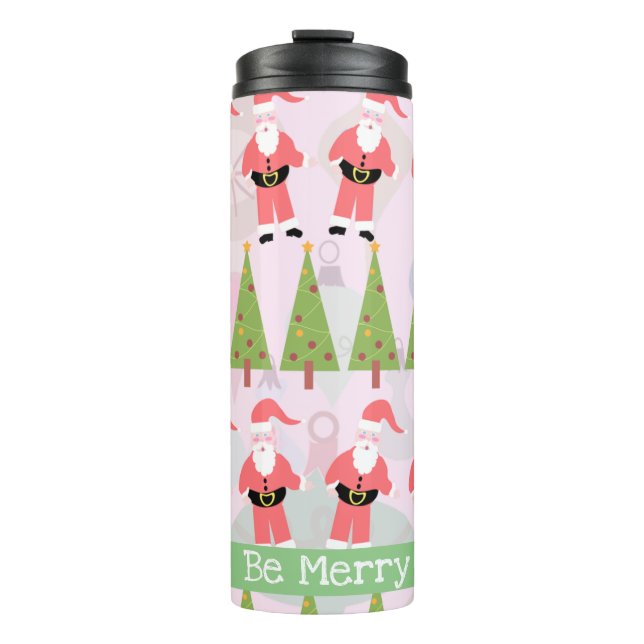 Retro Santa Fun Weihnachts-Weihnachtsmuster Thermosbecher (Vorderseite)
