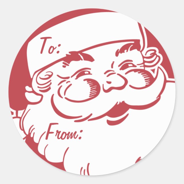 Retro Santa Glauve Geschenktafel Runder Aufkleber (Vorderseite)