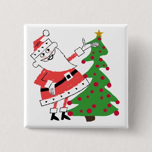 Retro Santa Holiday Tshirts und Geschenke Button (Vorderseite)