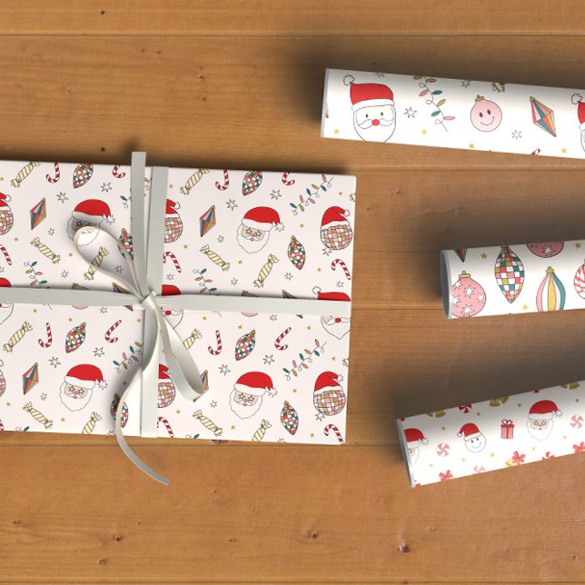 Retro Santa Holiday Wrapping Paper Geschenkpapier Set (Von Creator hochgeladen)
