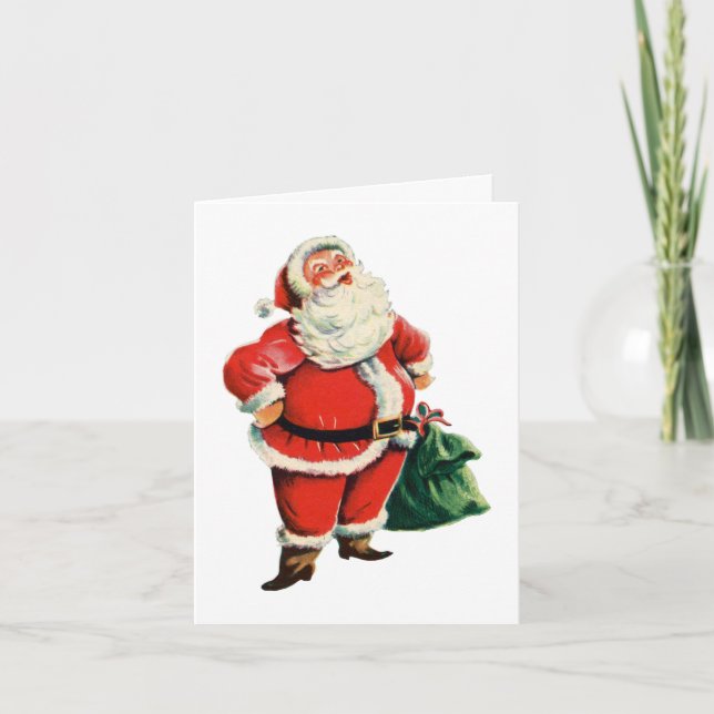 Retro Santa Merry Weihnachten und Glück Neues Jahr Karte (Vorderseite)