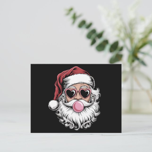 Retro Santa mit Brille blühende Weihnachten (Stehend Vorderseite)