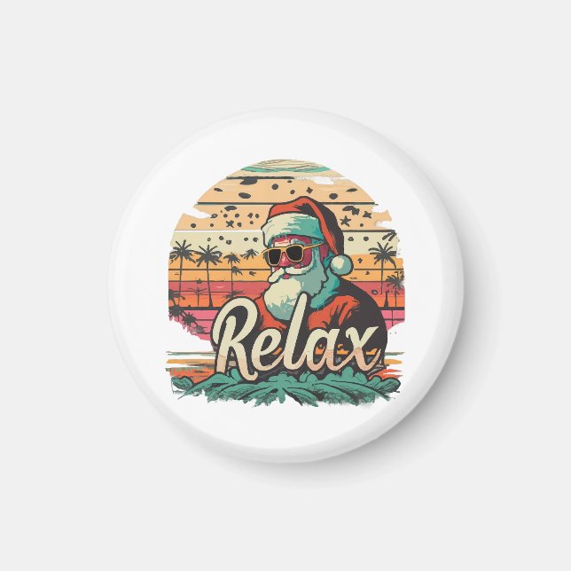 Retro Santa mit dem Titel Relax Magnet (Vorne)