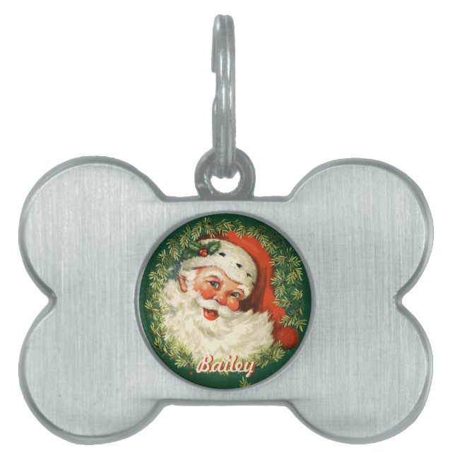 Retro Santa Pet Tag Tiermarke (Vorderseite)