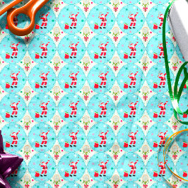 Retro Santa Playing Tennis Ogee Muster Seidenpapier