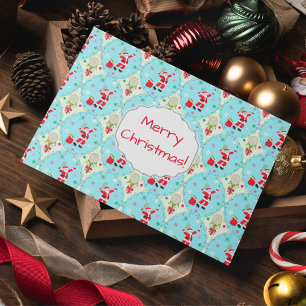 Retro Santa Playing Tennis Ogee Muster Urlaub Ca Feiertagskarte