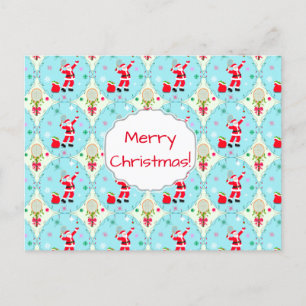 Retro Santa Playing Tennis Ogee Pattern Urlaub P Feiertagspostkarte
