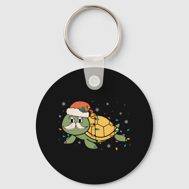 Retro Santa Sea Turtle Weihnachten Weihnachten Wei Schlüsselanhänger (Vorderseite)