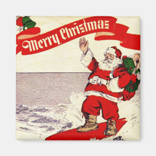 Retro-Santa-Surfing-Magnet Magnet