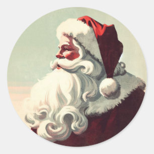 Retro Santa Vintag Illustration Runder Aufkleber