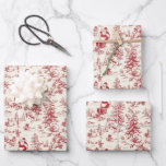 Retro Santa Vintag Red Christmas Tree Toile Wrap Geschenkpapier Set<br><div class="desc">Retro Santa Vintage Weihnachtsbaumtoilwrapping Papier Blatt Set von 3</div>