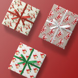 retro santa vintage christmas gift wrapping paper geschenkpapier set<br><div class="desc">three sheets of holiday wrapping paper adorned in unique vintage and adorable graphics of santa claus in seamless pattern print format. each of the three sheets includes a different retro design</div>