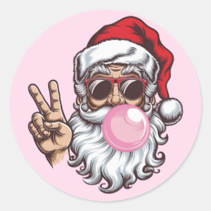 Retro Santa Weihnachtsblase Vintag Runder Aufkleber
