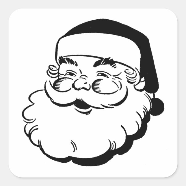 Retro Santa White Quadratischer Aufkleber (Vorderseite)