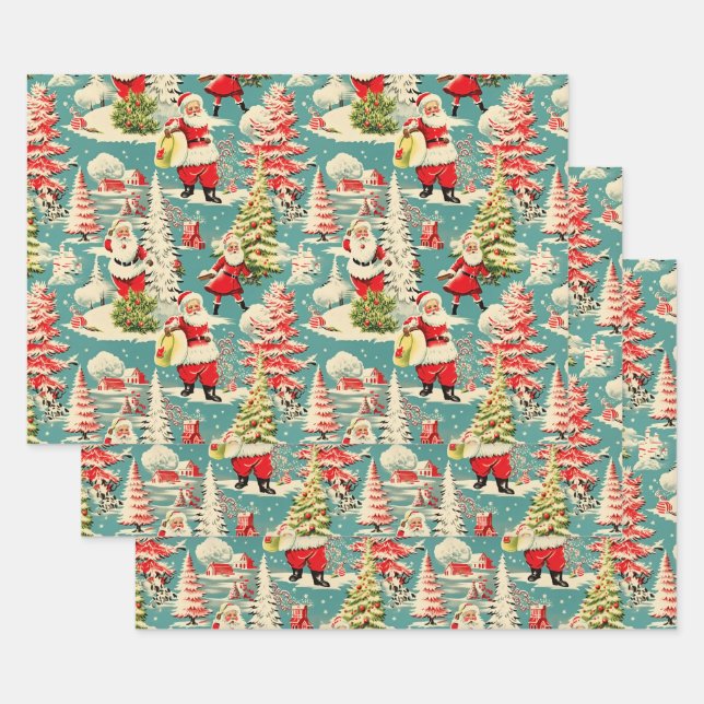 Retro Santa Wonderland 2 Geschenkpapier Set (Set)