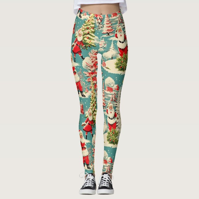 Retro Santa Wonderland 2 Leggings (Vorderseite)