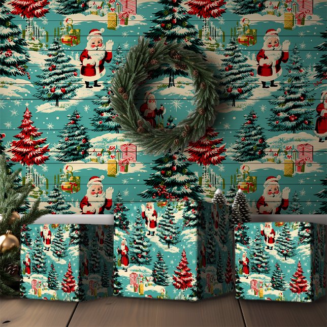 Retro Santa Wonderland Geschenkpapier (Von Creator hochgeladen)