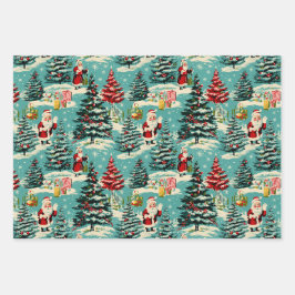Retro Santa Wonderland Geschenkpapier Set