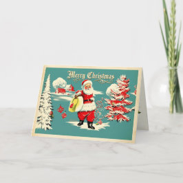 Retro Santa Wonderland Holiday Card Ankündigung