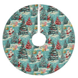 Retro Santa Wonderland Polyester Weihnachtsbaumdecke