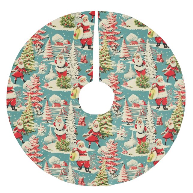 Retro Santa Wunderland 2 Polyester Weihnachtsbaumdecke (Vorderseite)