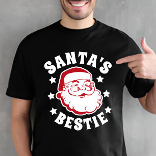 Retro Santa's Bestie Moderne schwarze Männer Weihn T-Shirt