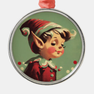 Retro Santa's Elf Weihnachten Ornament Aus Metall