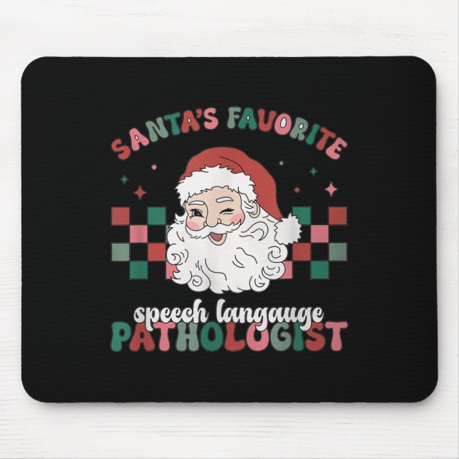 Retro Santa's Favorite Speech Language Christmas S Mousepad (Vorne)