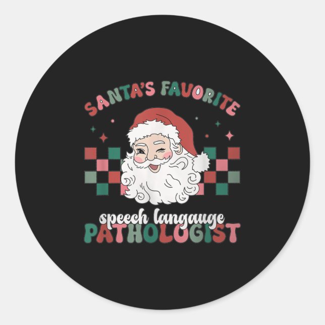 Retro Santa's Favorite Speech Language Christmas S Runder Aufkleber (Vorderseite)
