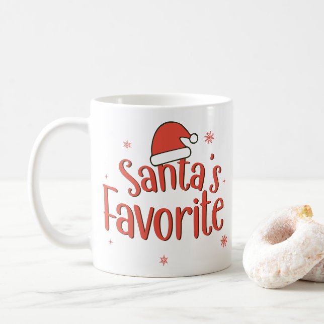 Retro Santas Lieblings-Typografie Kaffeetasse (Mit Donut)