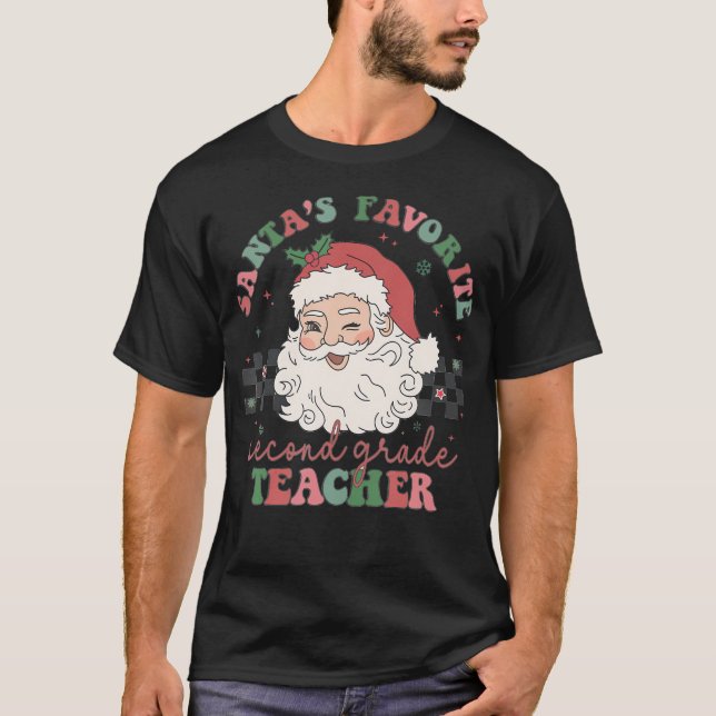 Retro Santa's Lieblingslehrerin Christus der zweit T-Shirt (Vorderseite)
