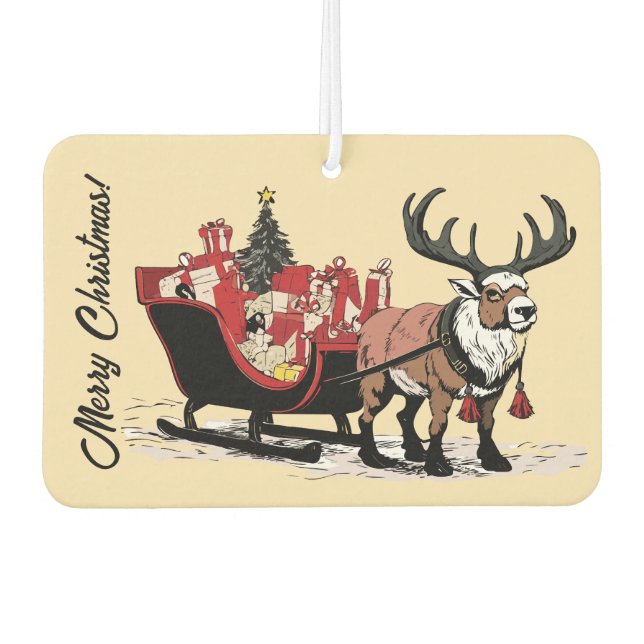 Retro Santa's Sleigh Cristmas Air Freshener Autolufterfrischer (Vorderseite)