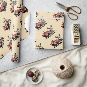 Retro Santa's Sleigh Weihnachtswrapping Paper Geschenkpapier