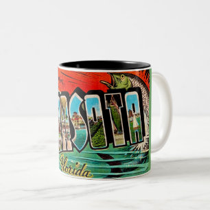 Retro-Sarasota-Florida-Postkarten-Tasse Zweifarbige Tasse