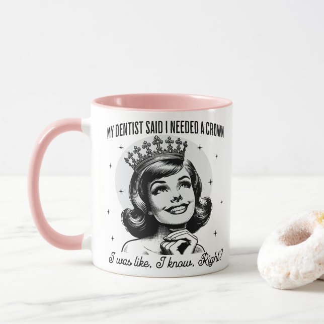 Retro Sarcastic Tasse - Krone (Mit Donut)